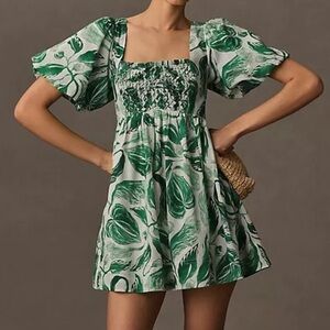 NWOT Anthropologie palm leaf babydoll dress